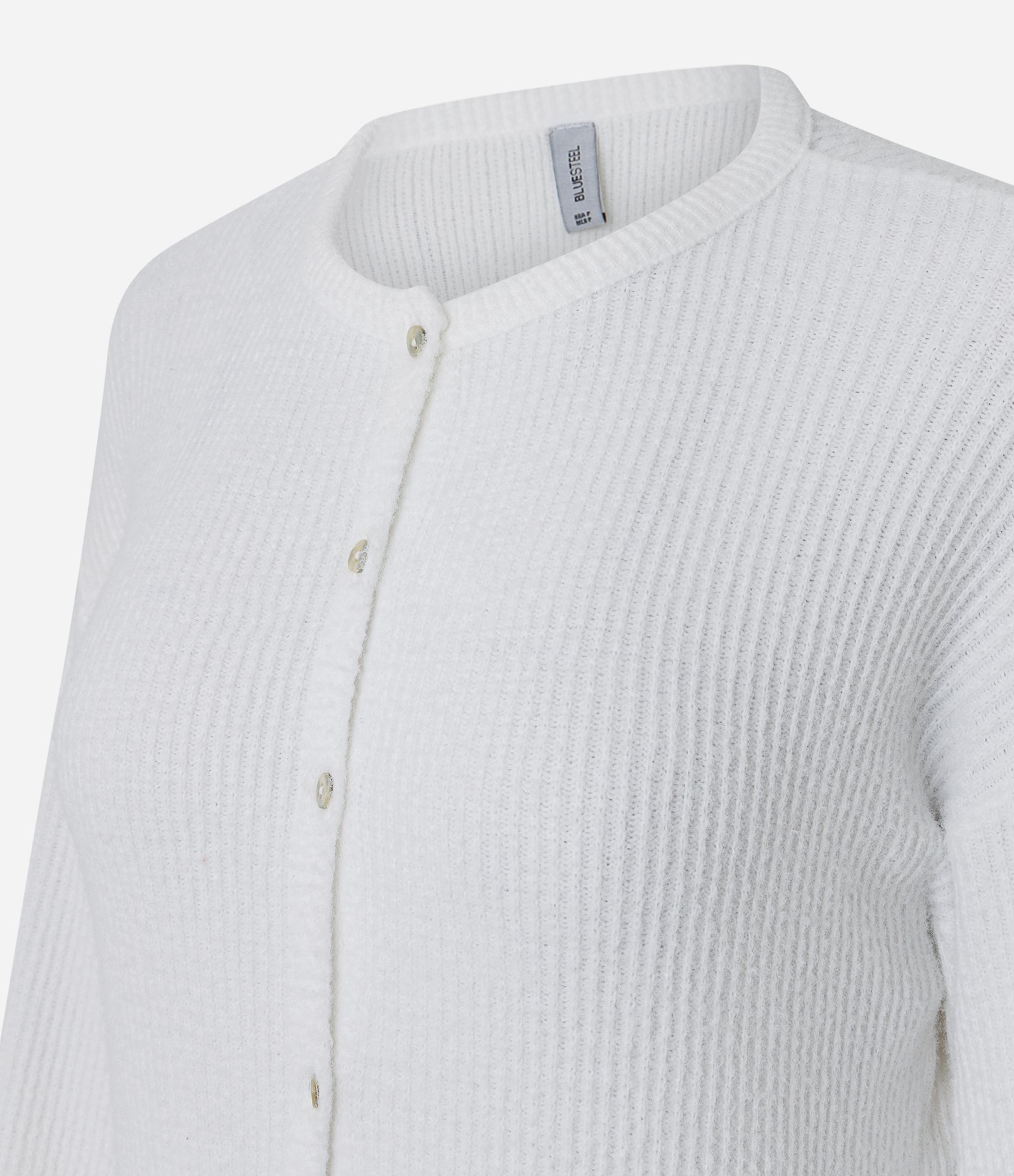 Casaco Cardigan em Tricô com Botões e Detalhe de Barra Rendada Branco 6