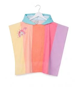 Poncho Atoalhado Infantil Em algodão com Capuz e Bolso Canguru - Tam Único