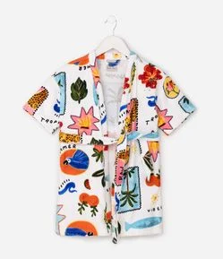 Roupão Infantil Atoalhado Accessories com Faixa Estampada - Tam 3 a 16 Anos