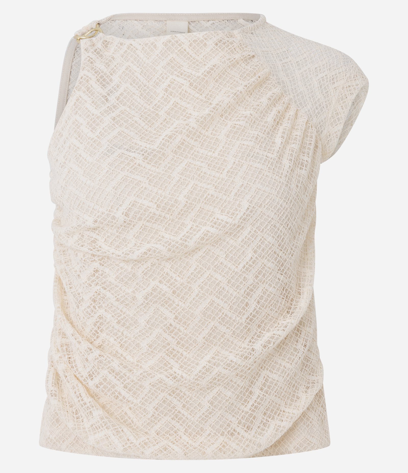 Blusa Manga Diferenciada com Efeito Crochê e Decote Redondo Off White 5