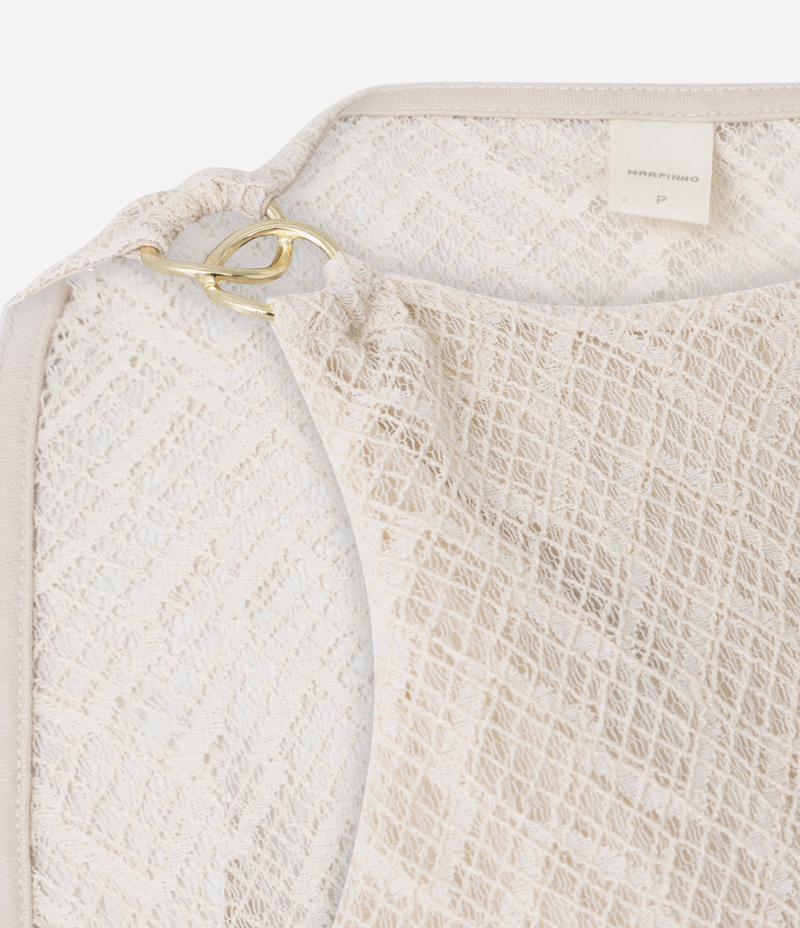 Blusa Manga Diferenciada com Efeito Crochê e Decote Redondo Off White 7