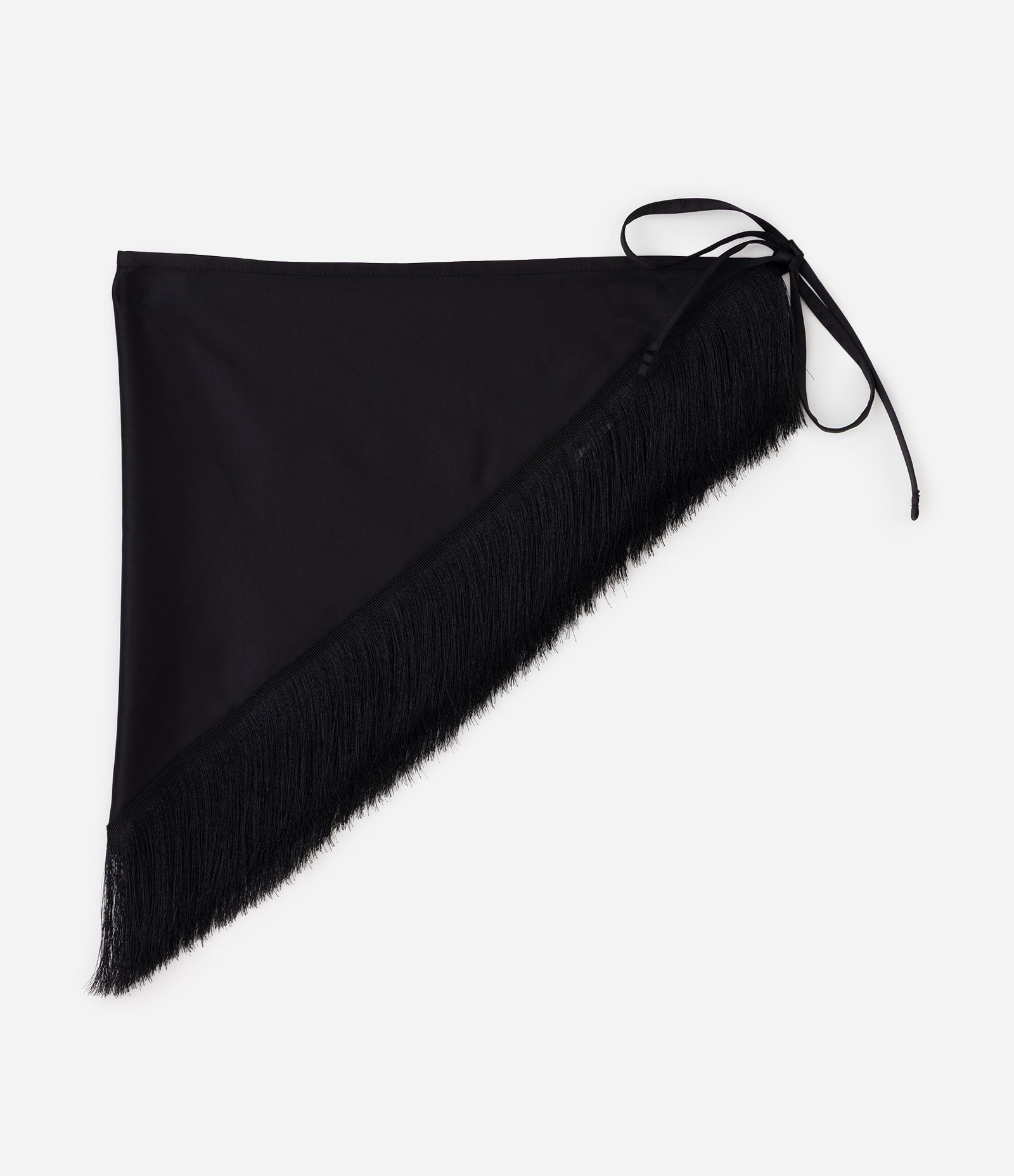 Lenço Triangular com Franja Preto 3