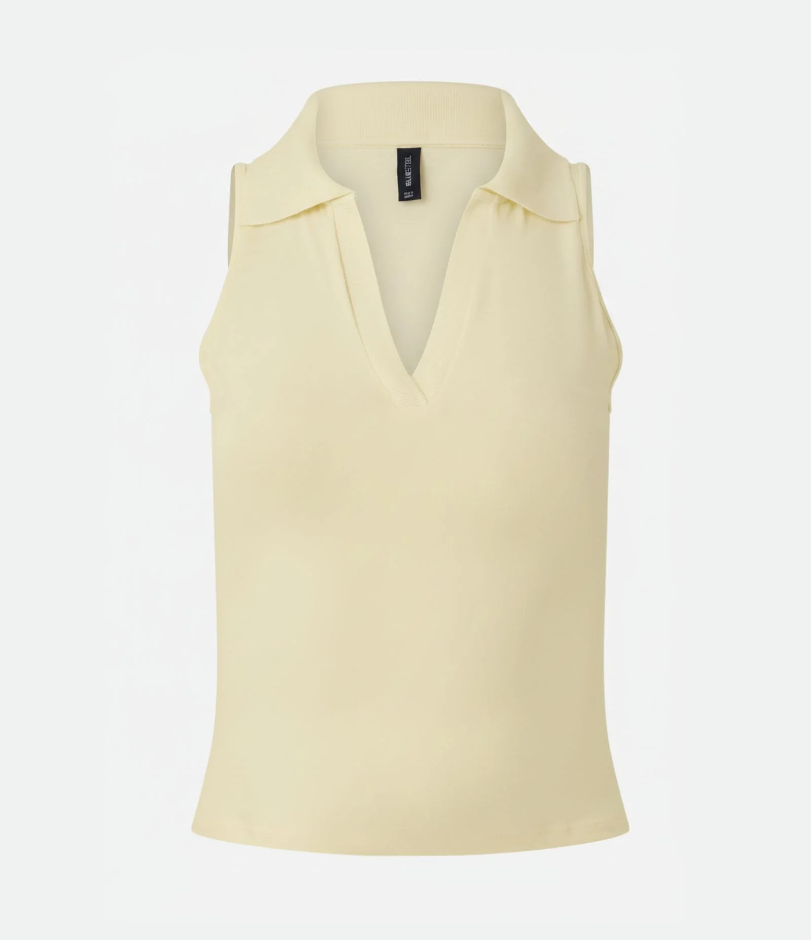 Blusa Polo em Decote V Sem Mangas Amarelo 2