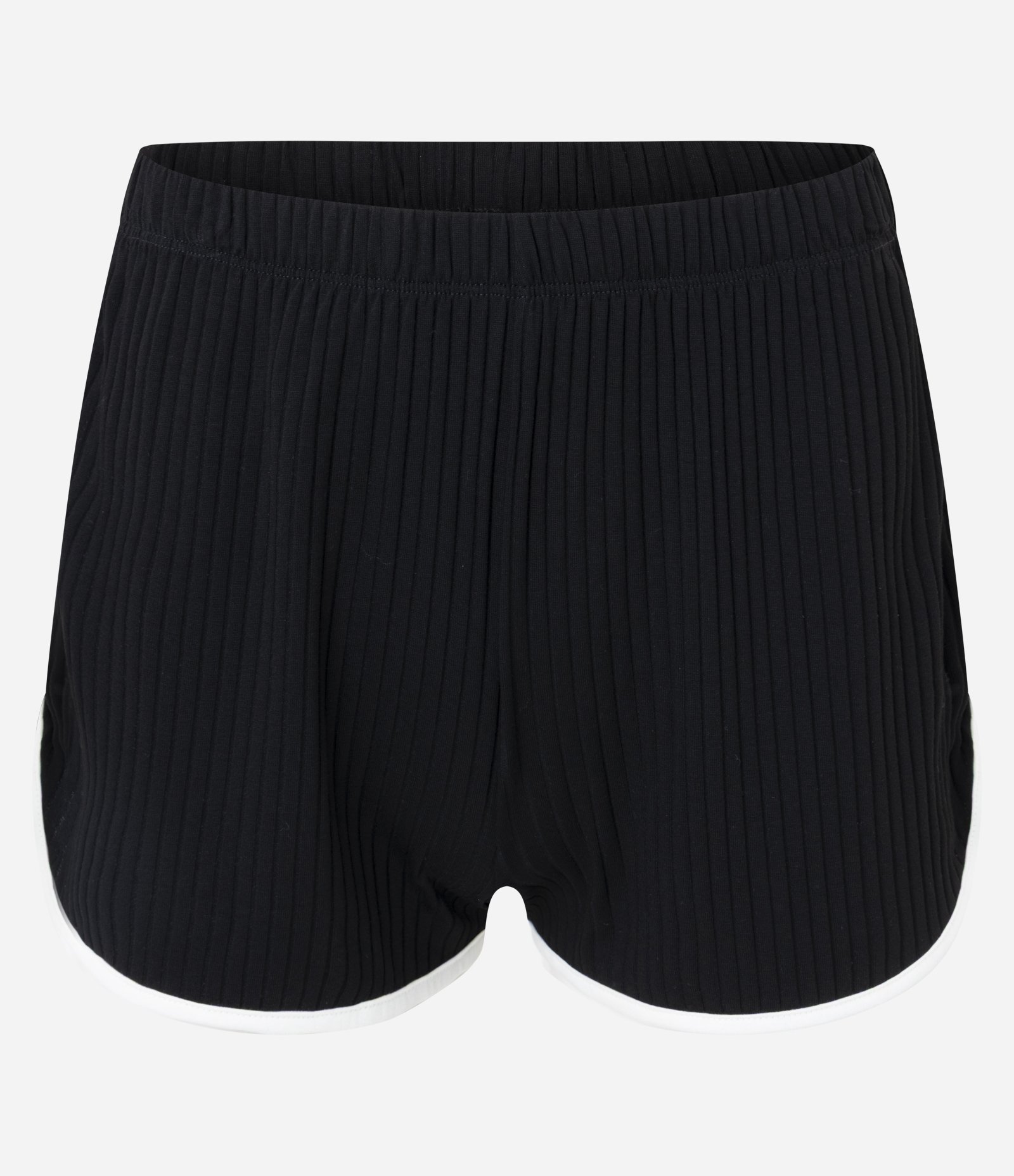 Pijama Curto em Ribana Canelado com Detalhes Contrastantes Preto 4