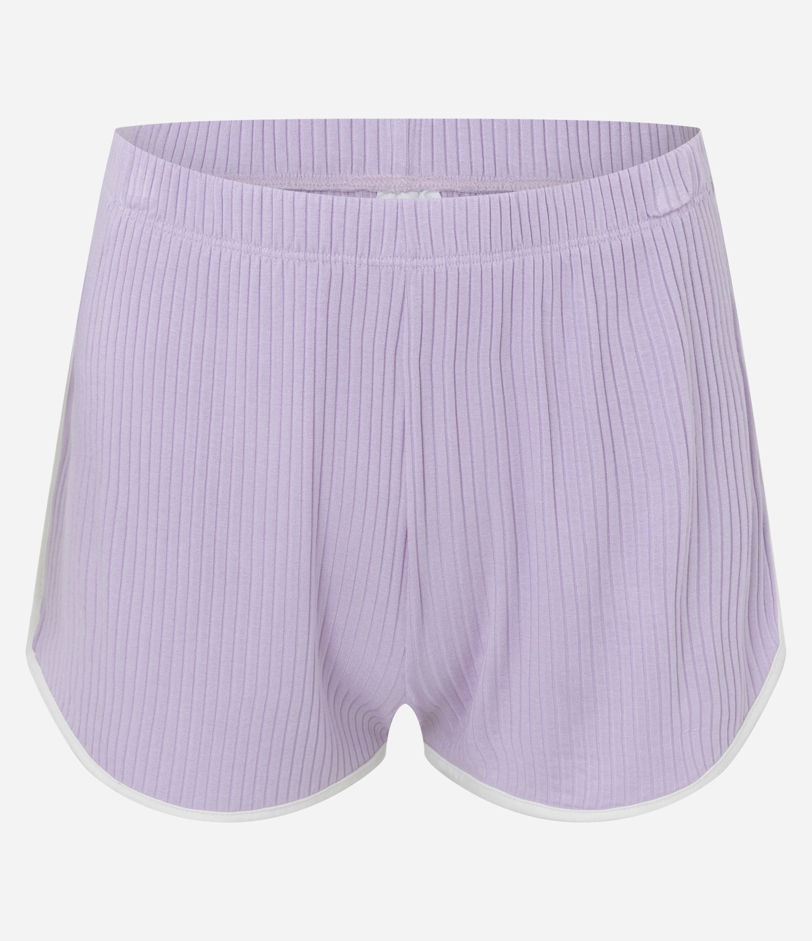 Pijama Curto em Ribana Canelado com Detalhes Contrastantes Roxo 4