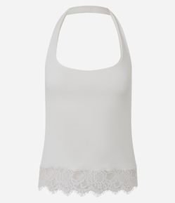 Blusa Frente Única com Barra Rendada