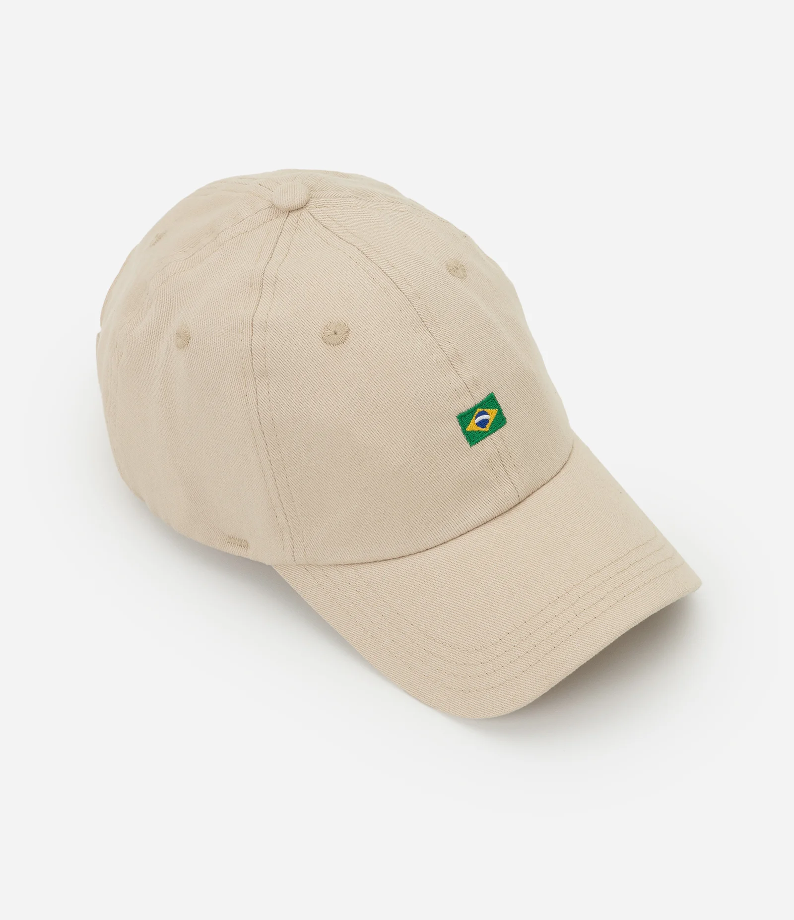 Boné Sarja com Bandeira do Brasil Bordada Bege 1