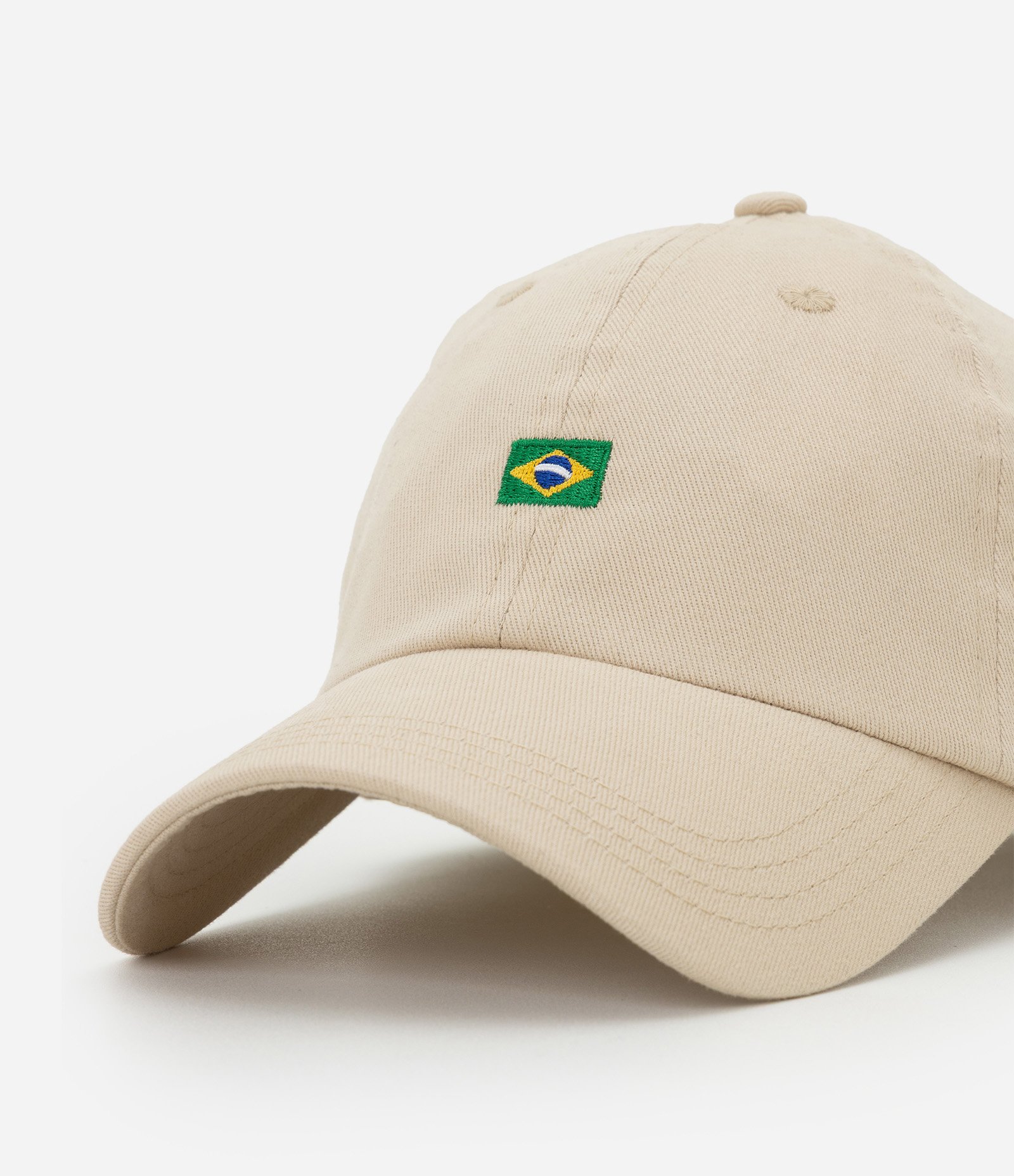 Boné Sarja com Bandeira do Brasil Bordada Bege 4