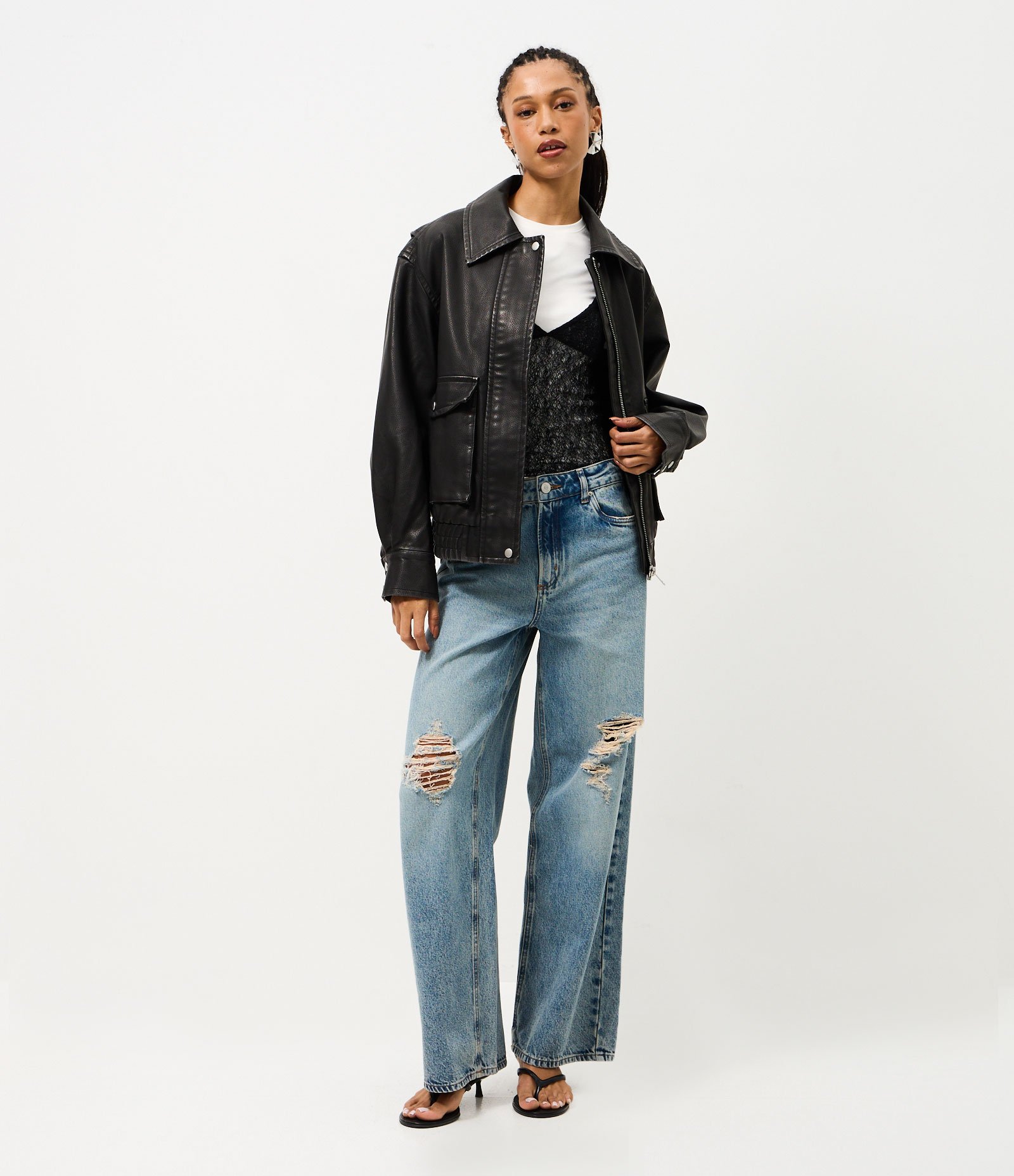 Jaqueta Oversized em PU com Bolso Preto 5