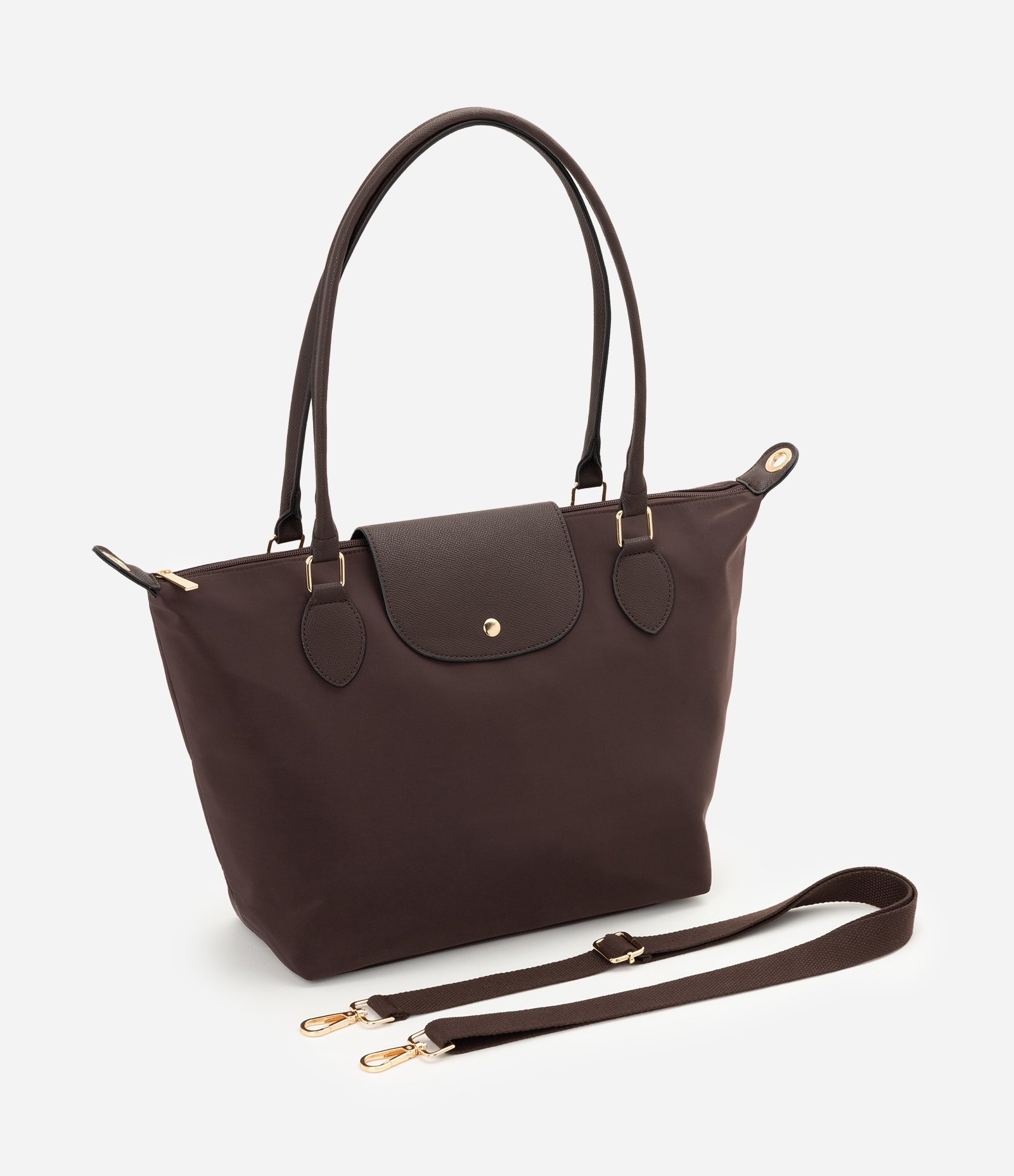 Bolsa Média com Lapela e Alça Removível Marrom 6