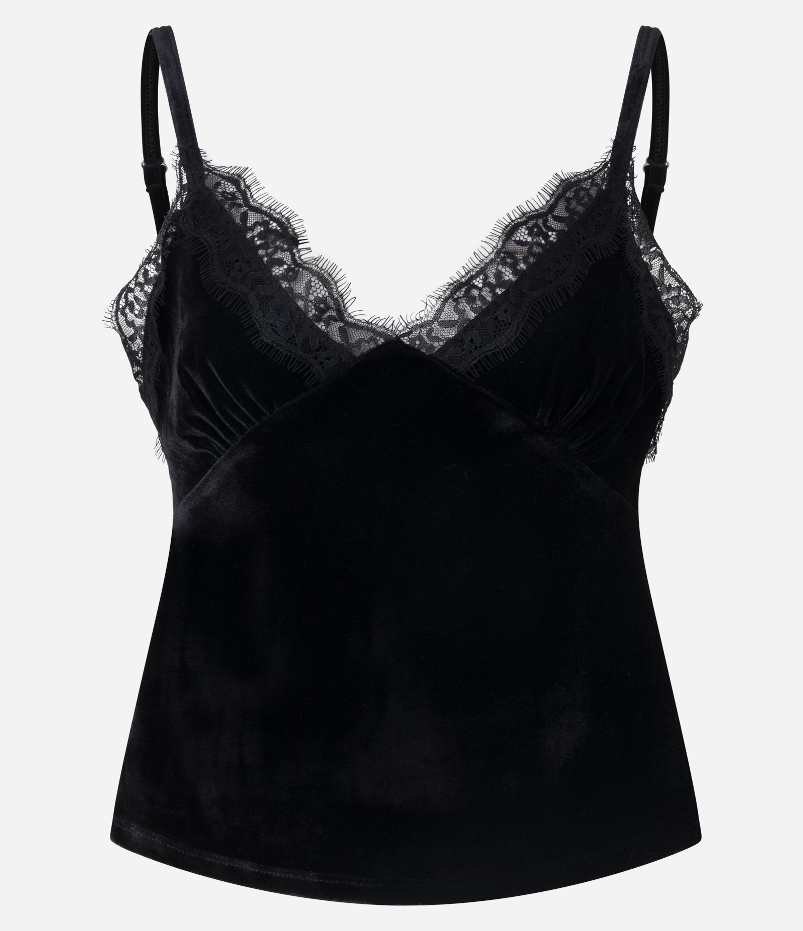 Blusa em Veludo com Alcinha e Detalhe Rendado no Busto Preto 5