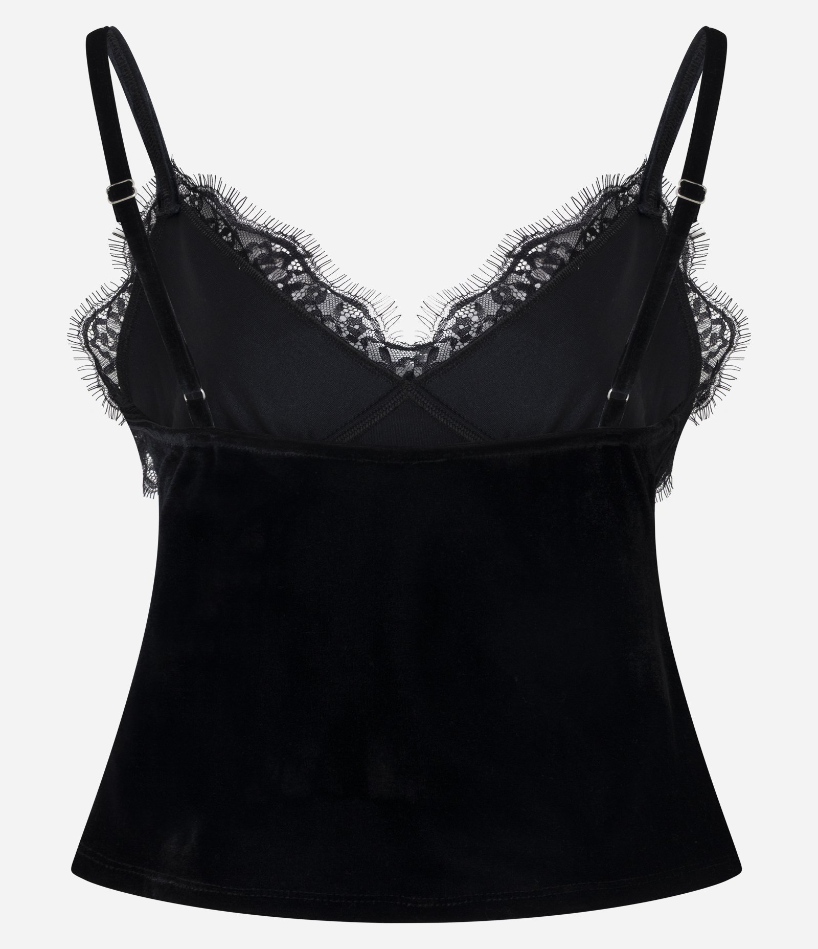 Blusa em Veludo com Alcinha e Detalhe Rendado no Busto Preto 7