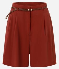 Short Soltinho com Cinto Fino em Ráfia
