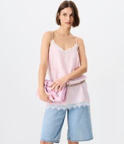 Bolsa Pequena Satchel com Detalhes Metálicos