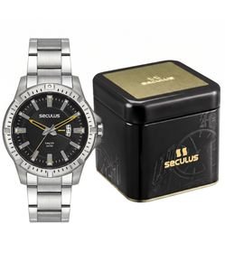 Relógio Analógico Seculus com Calendário em Aço 44205G0SVNA1