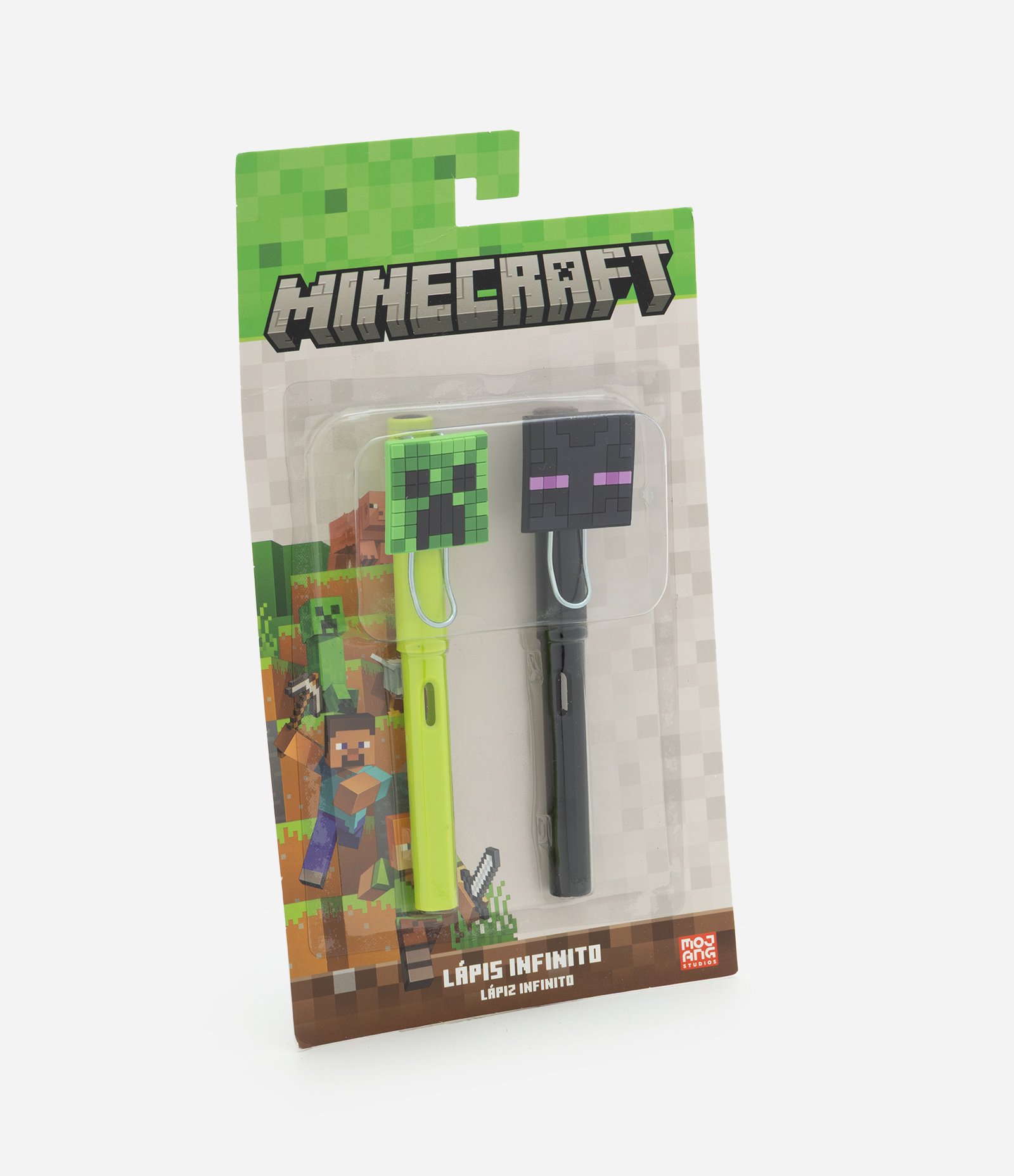 Kit com 02 Lápis Infinitos com Detalhe Temático Minecraft Verde 1