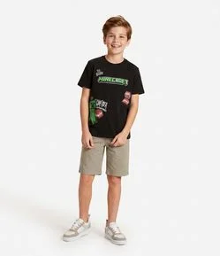 Camiseta Infantil com Estampa Minecraft Creeper TNT – Tam 5 a 14 Anos