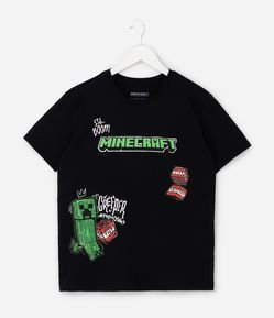 Camiseta Infantil com Estampa Minecraft Creeper TNT – Tam 5 a 14 Anos