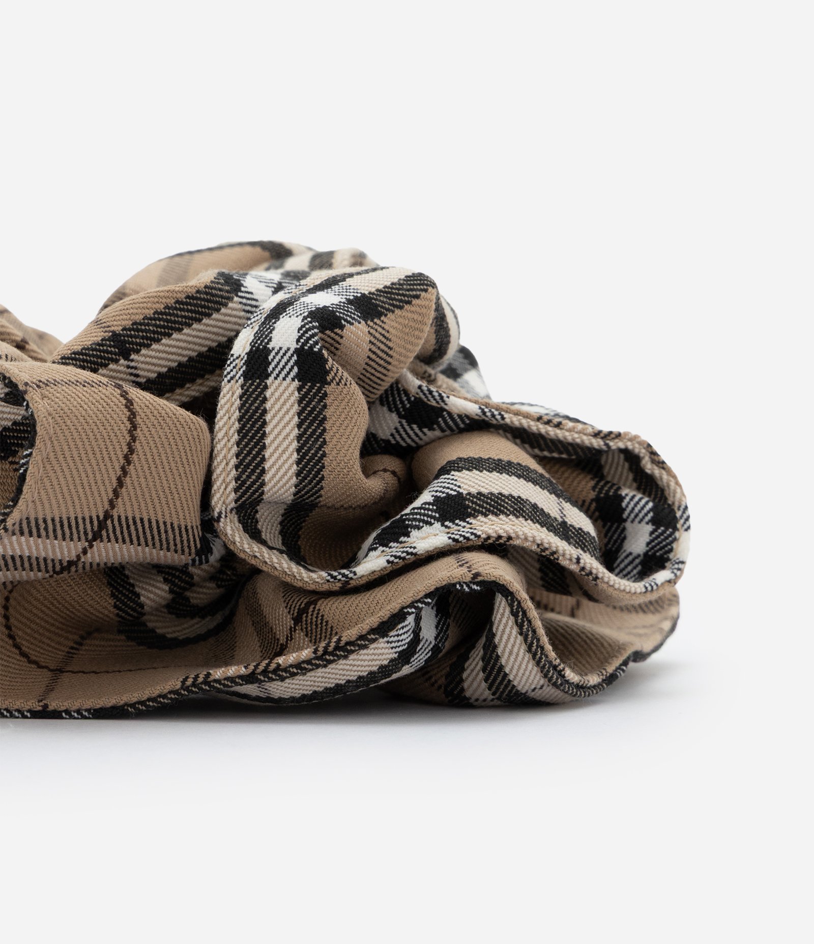Scrunchie Franzido com Estampa Xadrez Bege 2