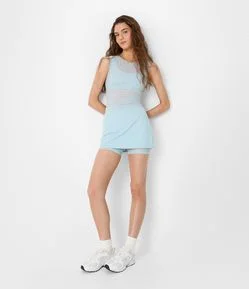 Short Saia Esportivo em Microfibra com Short de Tule