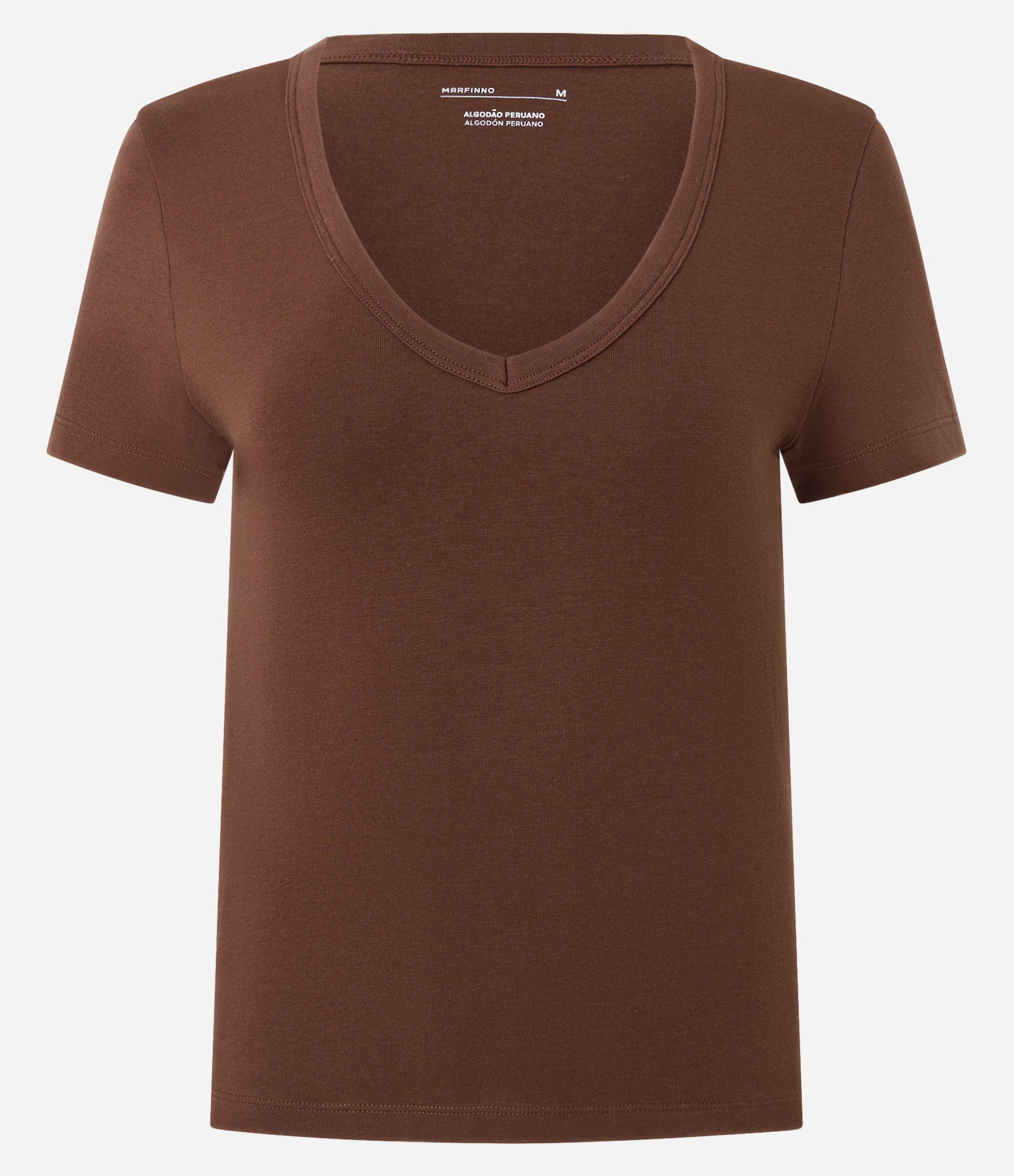Blusa em Algodão com Decote V Marrom 5