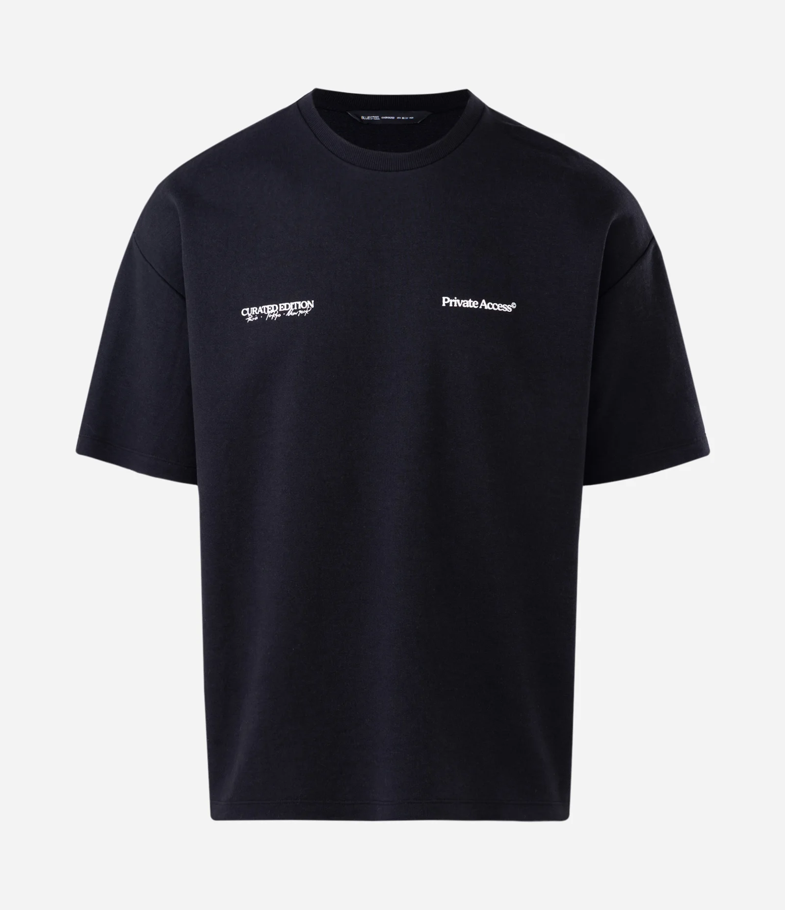 Camiseta Oversized em Moletinho com Lettering Paris Tokyo New York Preto 1