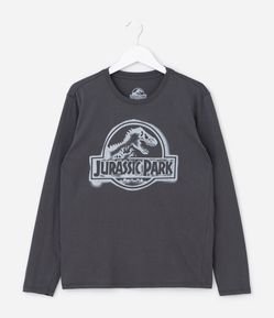 Camiseta Manga Longa Jurassic Park Outline - Tam 5 a 14 Anos