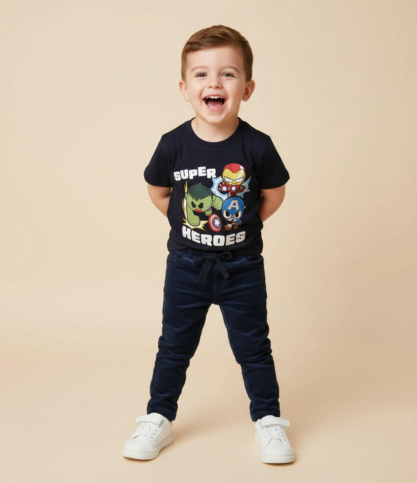 Camiseta Infantil Avengers Baby Super Heróis – Tam 2 a 6 Anos Azul Escuro 1