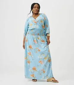 Vestido Longo em Viscose Floral Curve & Plus Size