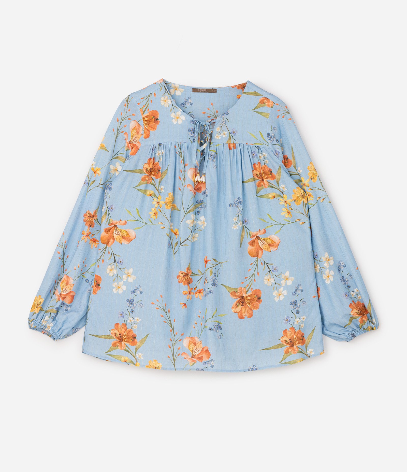 Blusa em Viscose Floral Curve & Plus Size Azul 5