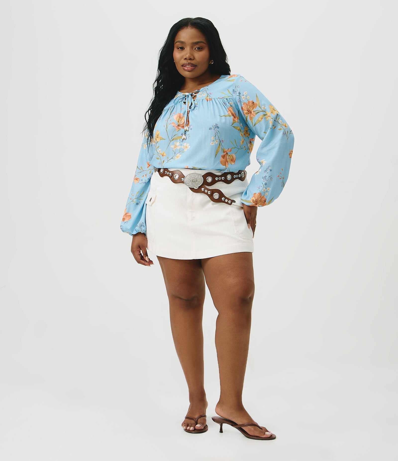 Blusa em Viscose Floral Curve & Plus Size Azul 2