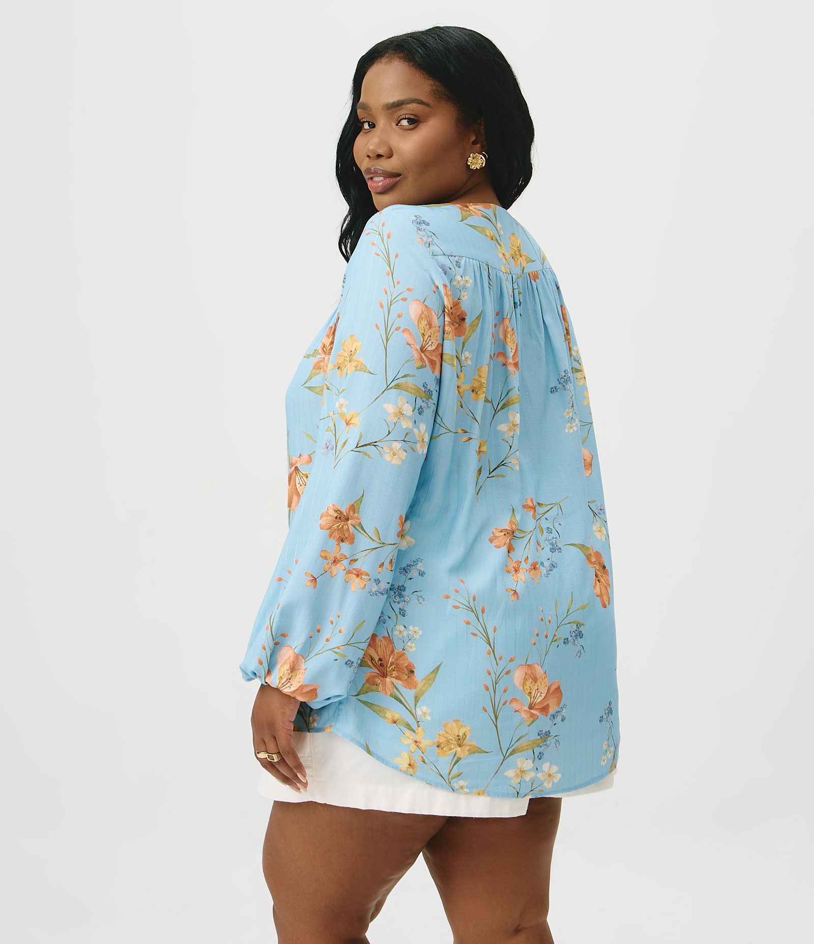 Blusa em Viscose Floral Curve & Plus Size Azul 4