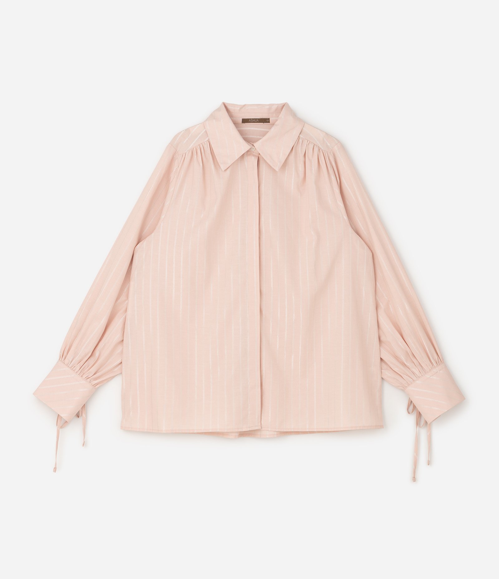Camisa Regular em Tricoline Listrada com Fio Metálico Curve & Plus Size Rosa 5