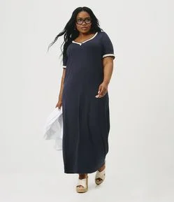 Vestido Crepe Midi com Decote V Curve & Plus Size