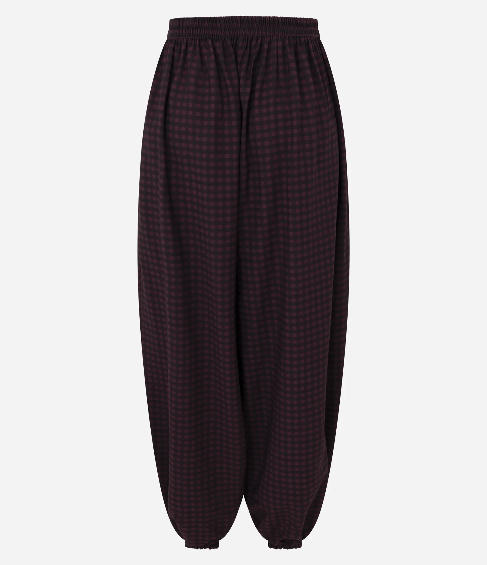 Calça Aladim Xadrez em Crepe com Elástico Vermelho 2