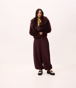 Calça Aladim Xadrez em Crepe com Elástico