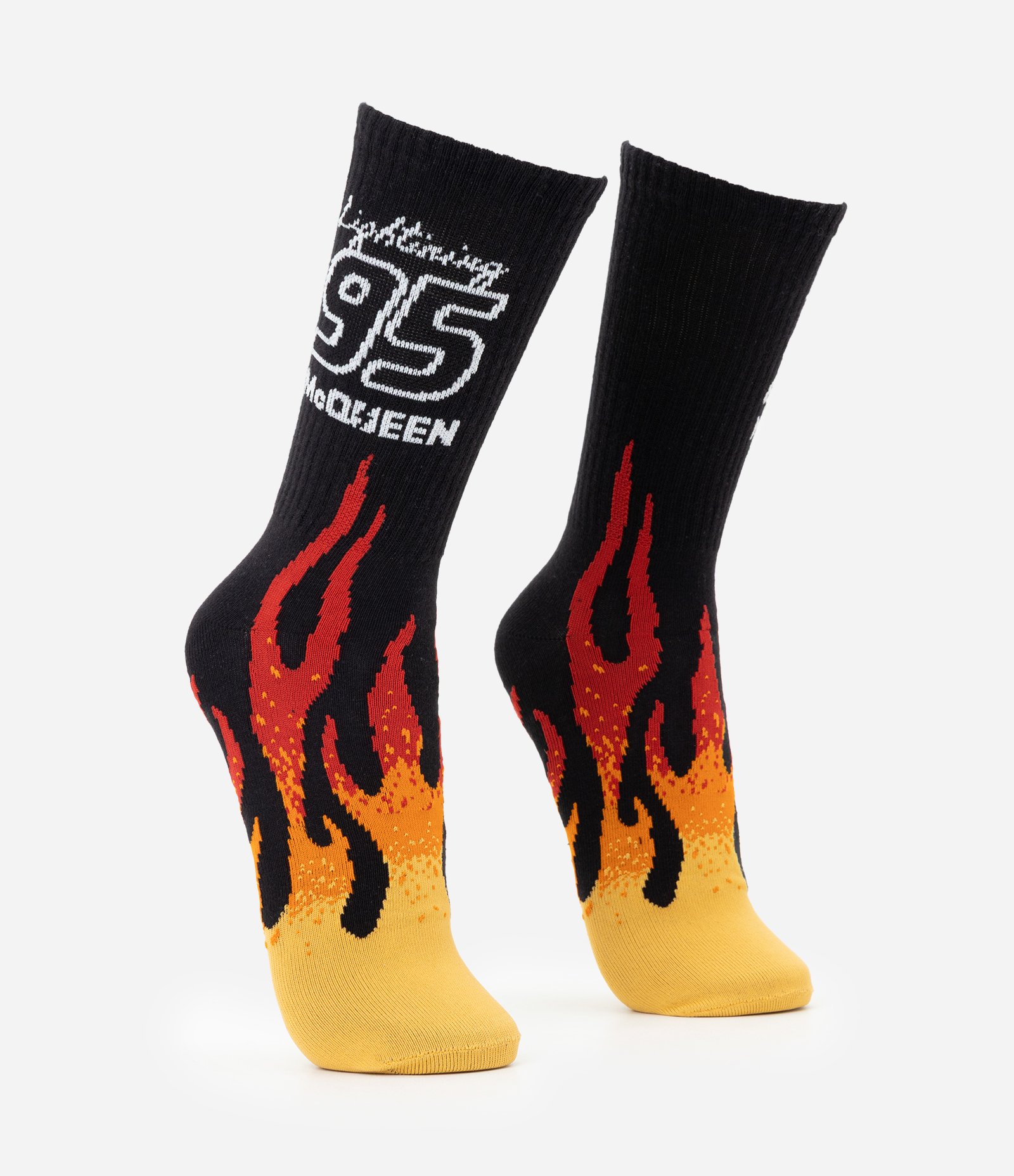 Meia Canelada Cano Longo Carros Relâmpago McQueen Preto 2