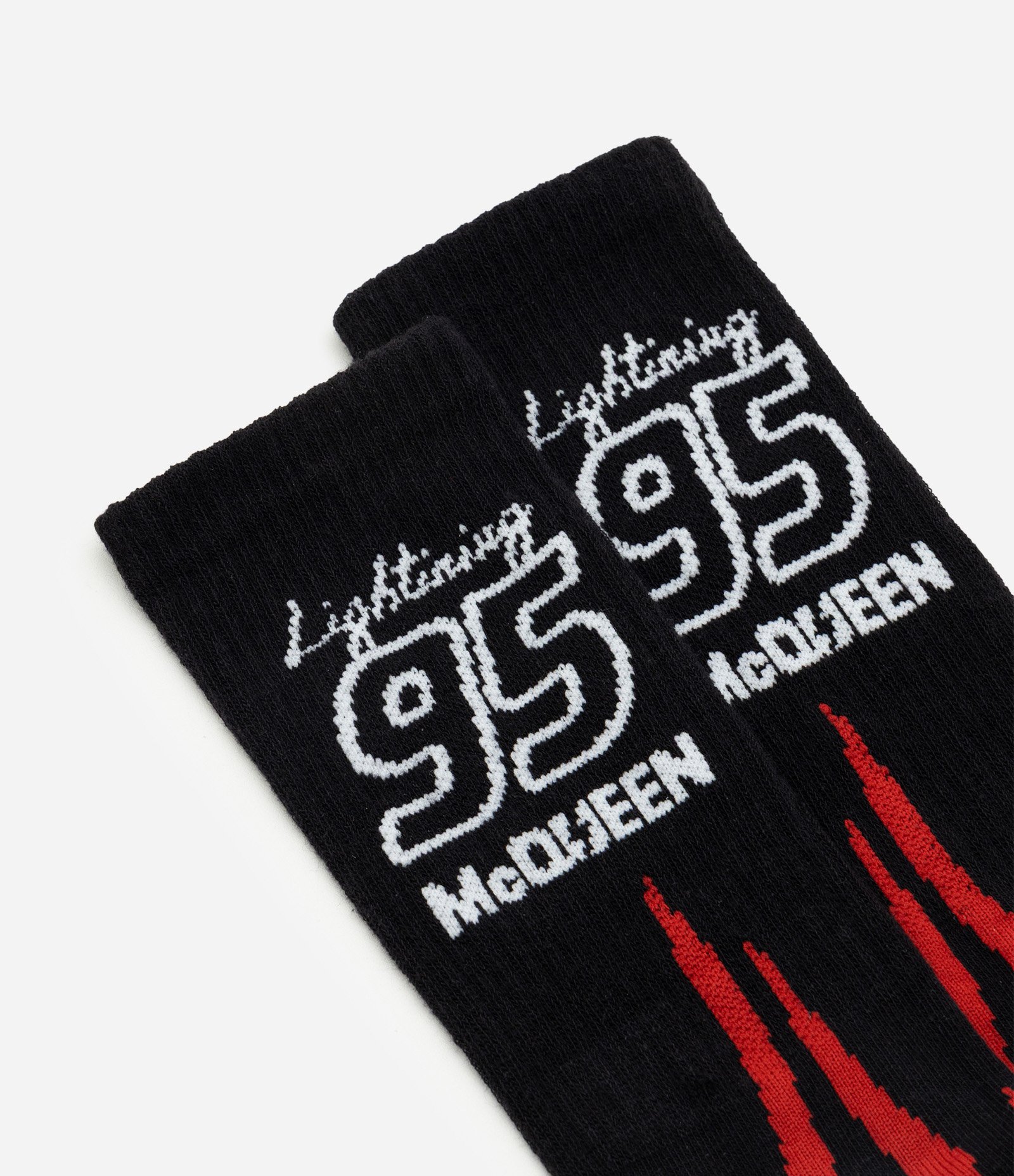 Meia Canelada Cano Longo Carros Relâmpago McQueen Preto 4