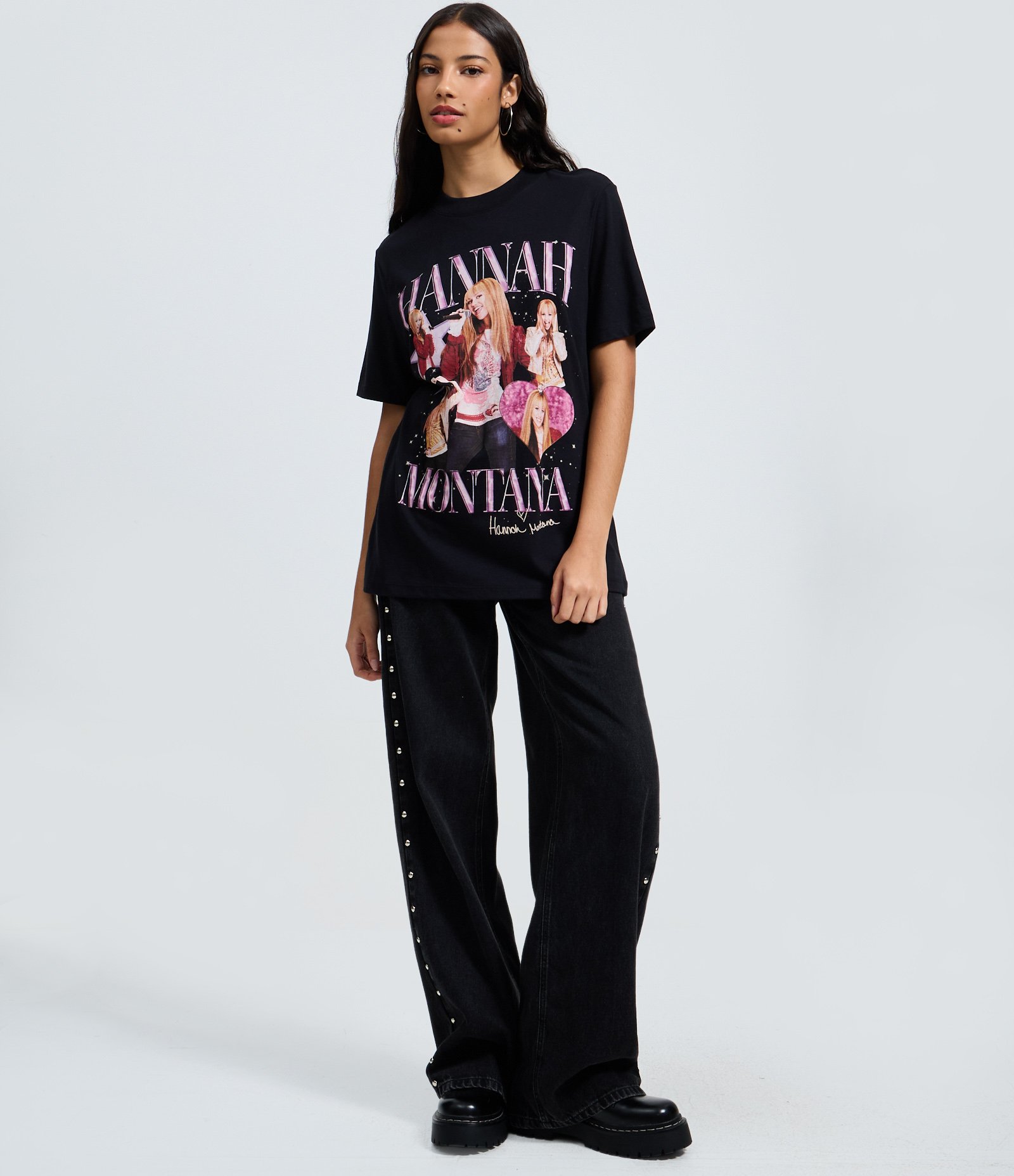 Camiseta em Algodão com Estampa Hannah Montana Preto 2
