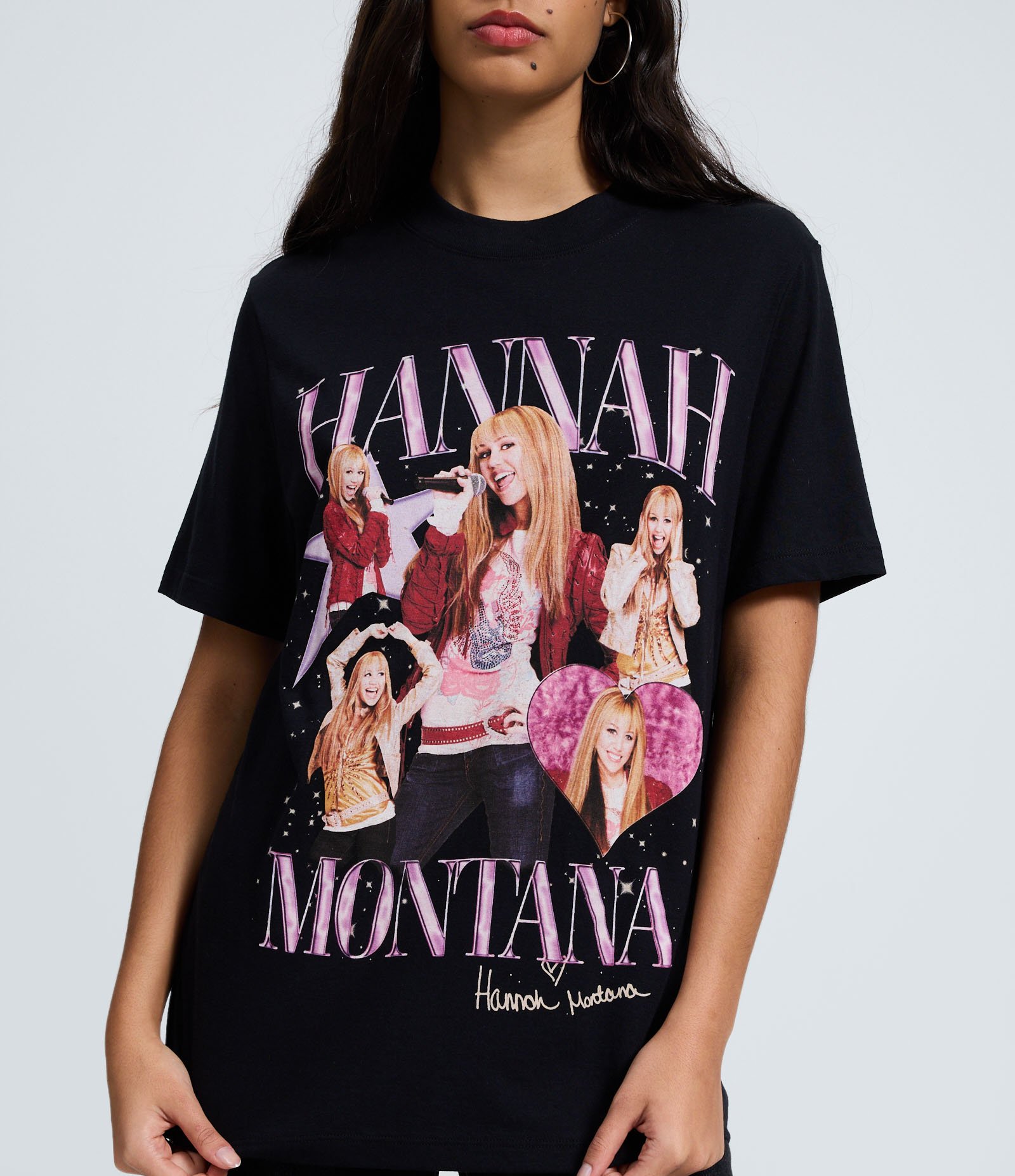 Camiseta em Algodão com Estampa Hannah Montana Preto 3