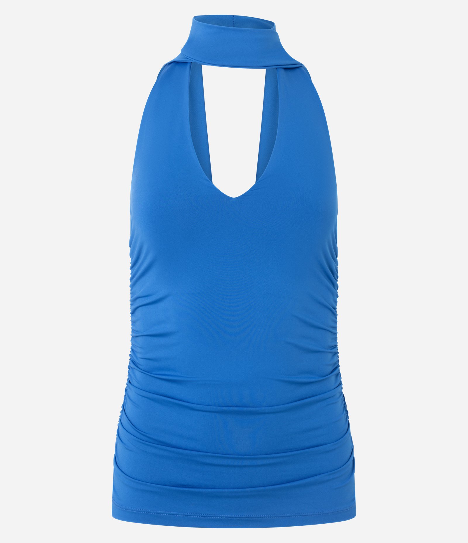 Blusa Frente Única em Microfibra com Gola Alta Azul 5