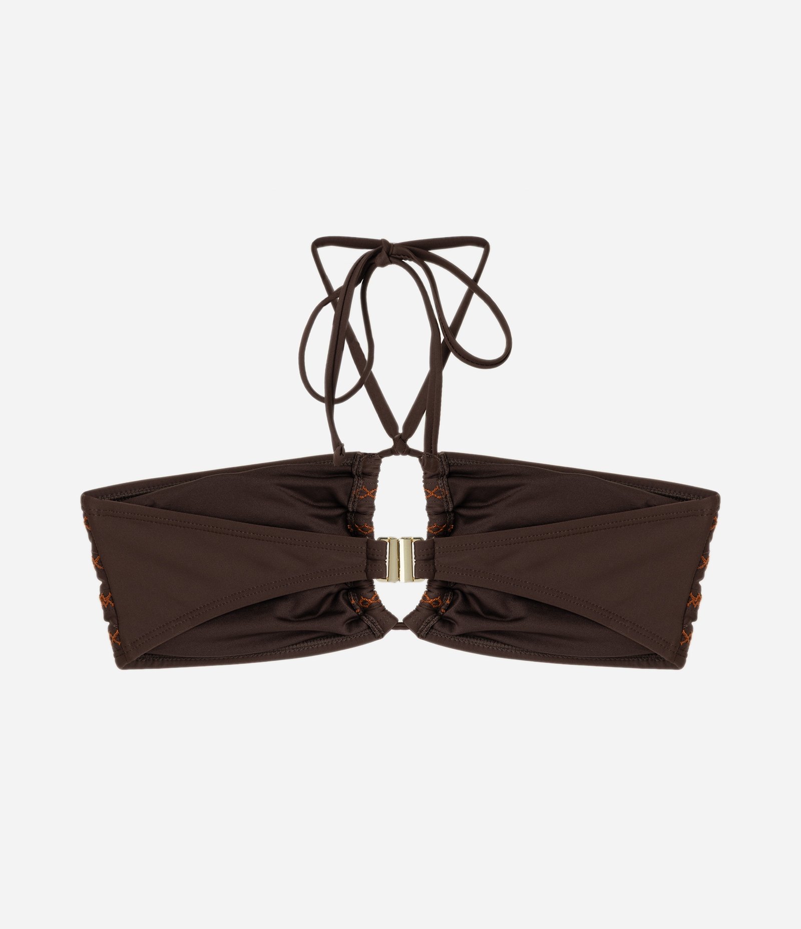 Biquíni Top Bandeau com Bojo Removível e Bordado Marrom 2