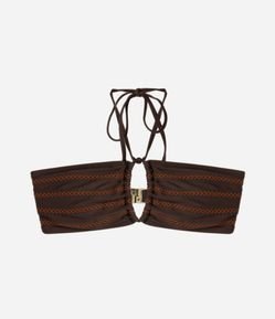 Biquíni Top Bandeau com Bojo Removível e Bordado