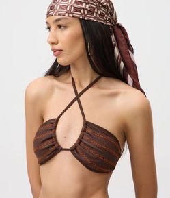 Biquíni Top Bandeau com Bojo Removível e Bordado