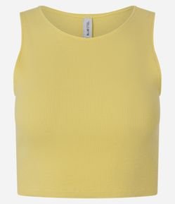 Blusa Cropped sem Manga em Algodão com Textura Canelada
