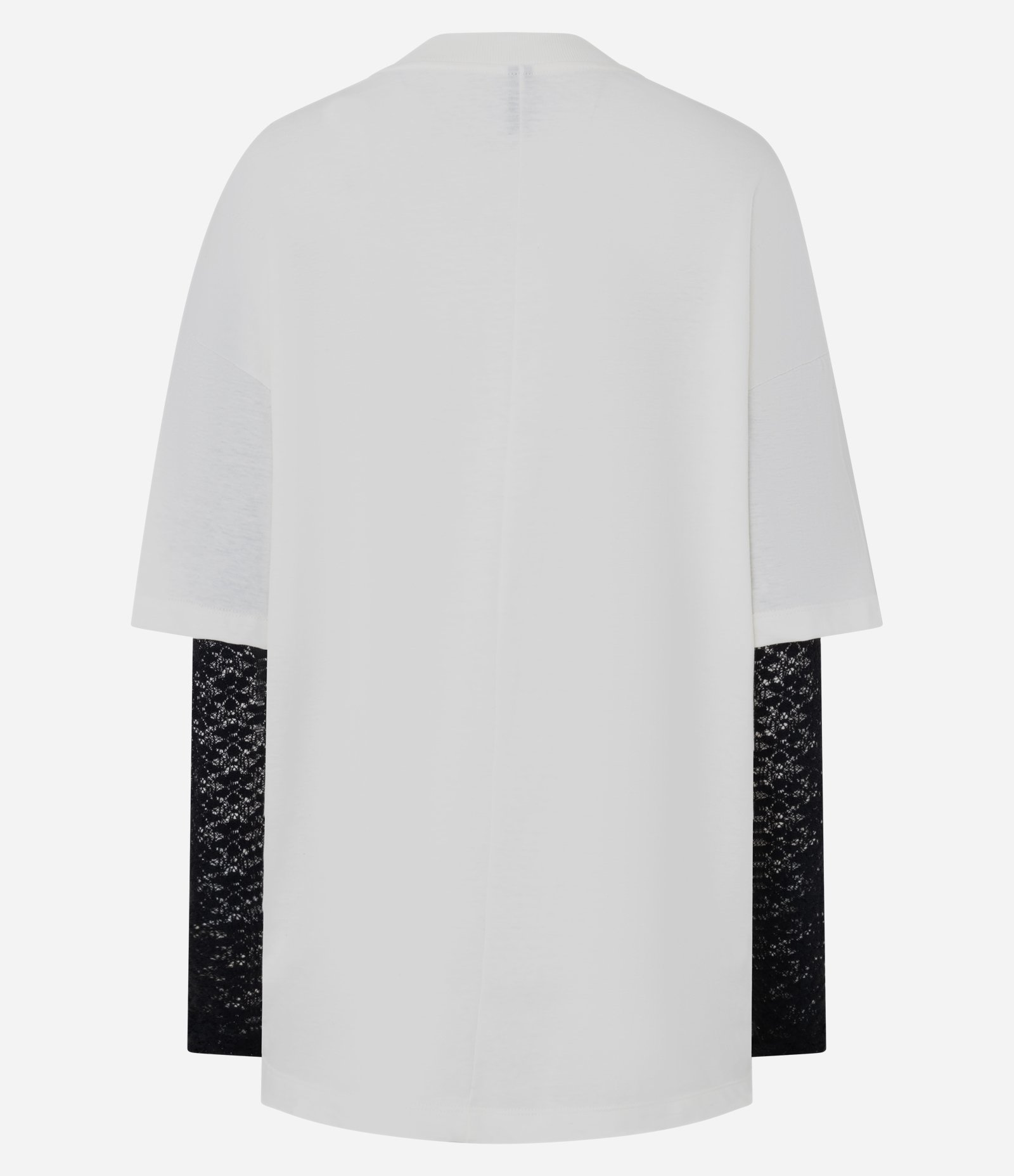 Blusa Oversized com Decote Canoa e Mangas Longas em Renda Branco 5