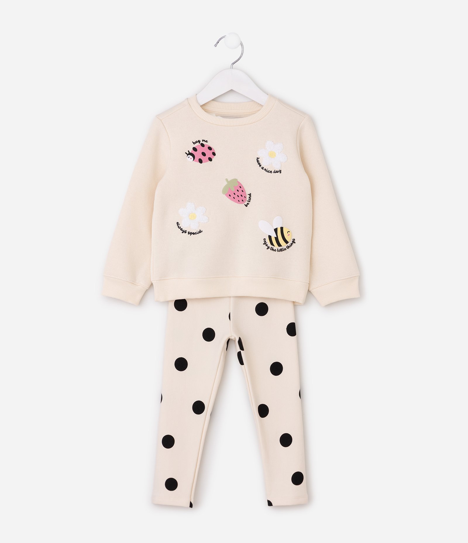 Conjunto Comfort Infantil Casaco e Calça com Estampa de Ícones – Tam 1 a 6 Anos Bege Claro 2