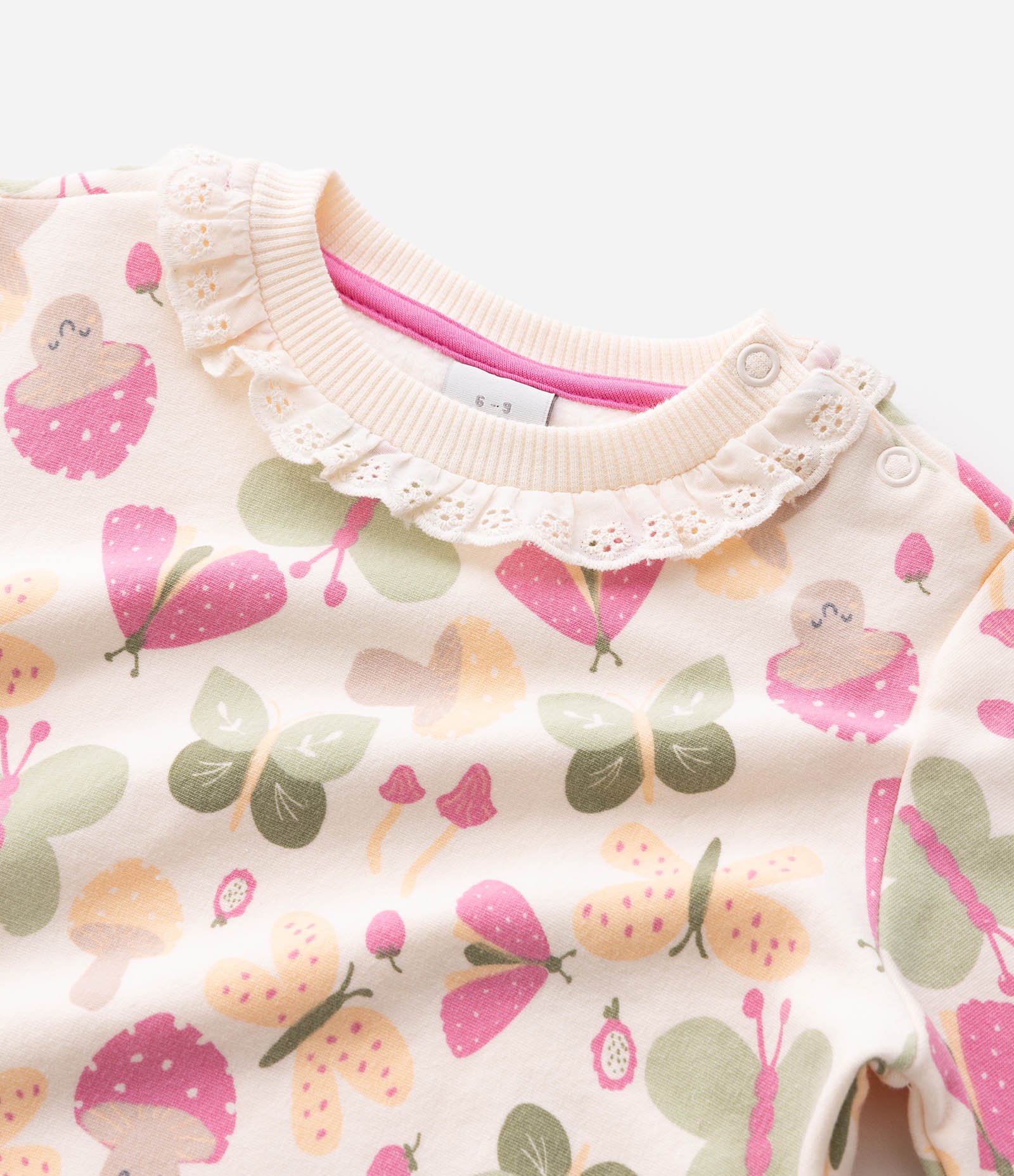 Casaco Bebê com Estampa Fullprint Borboletas e Cogumelos – Tam 0 a 18 Meses Off White 5