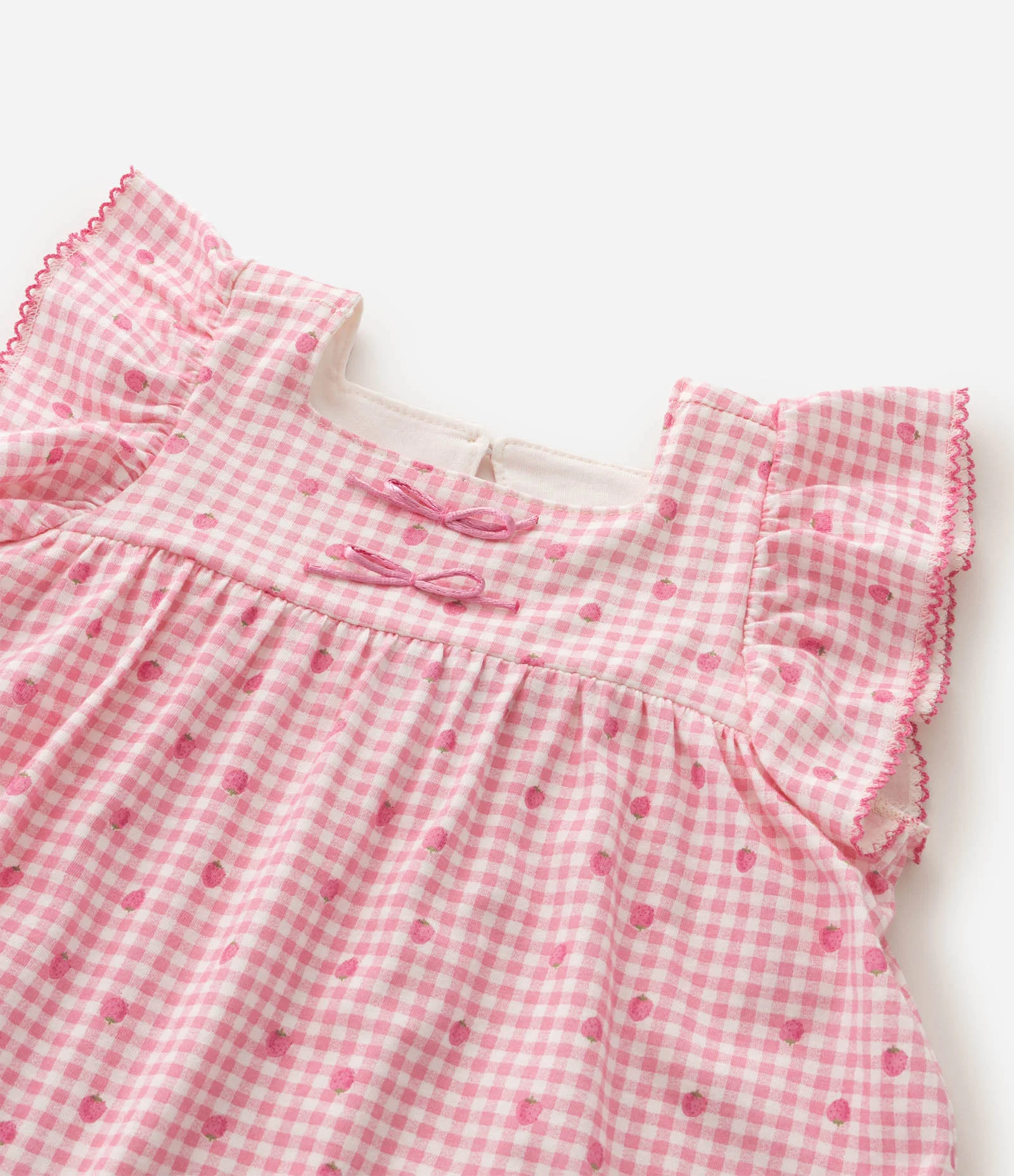 Vestido Bebê com Estampa de Moranguinhos e Calcinha - Tam 0 A 18 Meses Rosa 3