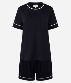 Pijama Short Doll em Viscolycra com Viés Contrastantes
